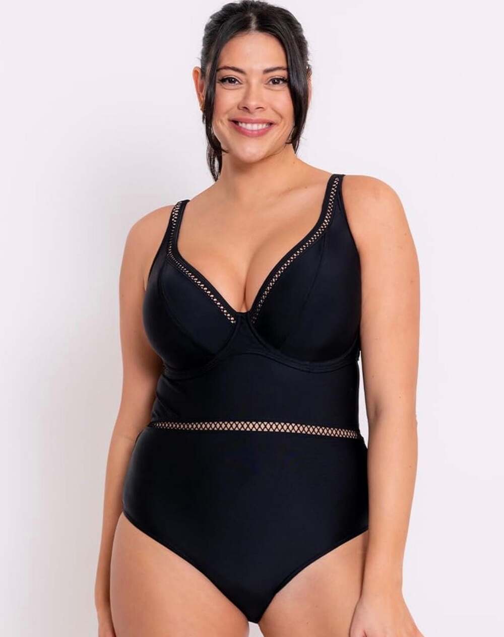 Curvy Kate Women's First Class Plunge Swimsuit Black 36H Summer Resortwear